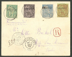 Lettre Cad "Obock/Colonie Francse". Nos 13(def) à 16 Sur Enveloppe Recommandée Pour St Marin, 1892 - TB. - R - Altri & Non Classificati