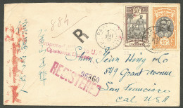 Lettre Cad "Papeete/Tahiti". Nos 26 + 55 Sur Enveloppe Recommandée Pour San Francisco, 1917. - TB - Sonstige & Ohne Zuordnung