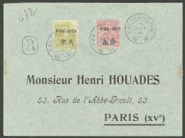 Lettre PAKHOI. Cad "Pak-Hoi/Chine". Nos 16 + 30 Sur Enveloppe Recommandée Pour Paris, 1908. - TB. - R - Andere & Zonder Classificatie