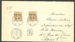 Lettre PAKHOI. Cad "Pak-Hoi/Chine". Nos 28(2) Sur Enveloppe Recommandée Pour Paris, 1908. - TB - Sonstige & Ohne Zuordnung