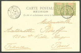 Lettre Cad "Réunion/Hell Bourg". No 46 Paire Sur CP Pour Paris, 1903. - TB - Autres & Non Classés