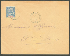 Lettre Cad Bleu "Réunion/Pl Des Palmistes". No 37 Sur Enveloppe Pour St-Denis, 1900. - TB - Autres & Non Classés