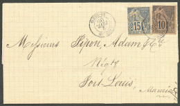 Lettre Cad "Réunion/St Denis". CG 50 + 51 Sur Lettre Pour Port-Louis (Ile-Maurice), 1889. - TB - Other & Unclassified