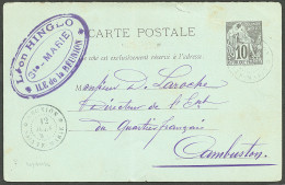 Lettre Cad "Réunion/Sainte-Marie" Sur Entier (pd) 10c Noir Pour Cambuston, 1897. - TB - Other & Unclassified