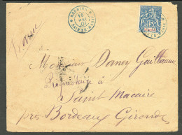 Lettre Cad Bleu "Réunion/Sainte-Marie". No 37 Sur Enveloppe Pour Bordeaux, 1901. - TB - Autres & Non Classés