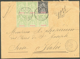 Lettre Cad "St Pierre/Réunion". Nos 32 + 34 Bloc De Six Au Verso + 46 Bloc De Cinq Sur Enveloppe Pour Suse (Italie), 190 - Autres & Non Classés