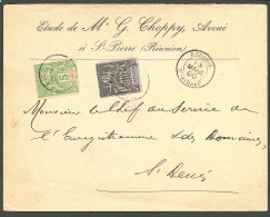Lettre Cad "Réunion/St Pierre". Nos 36 + 46 Sur Enveloppe Pour St-Denis, 1900. - TB - Autres & Non Classés