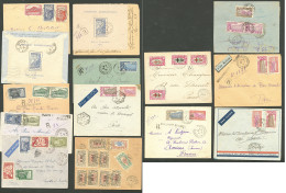 Lettre 1915-1940. 13 Enveloppes Et 1 Devant, Afft Et Obl Divers. - TB - Sonstige & Ohne Zuordnung