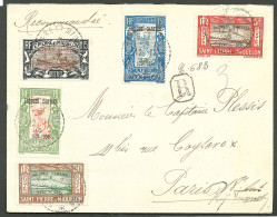 Lettre Cad "St Pierre Et Miquelon". Nos 159A à 159E Sur Enveloppe Recommandée Pour Paris. - TB - Autres & Non Classés