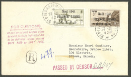 Lettre France-Libre. Cad "St Pierre Et Miquelon". Nos 221A + 229A Sur Enveloppe Recommandée Pour Le Canada, 1942. - TB - Andere & Zonder Classificatie