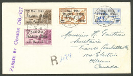 Lettre France-Libre. Cad "St Pierre Et Miquelon". Nos 226A + 229A + 230A + 231A Sur Enveloppe Recommandée Pour Le Canada - Other & Unclassified