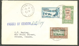 Lettre France-Libre. Cad "St Pierre Et Miquelon". Nos 239 + 253 + 286 Sur Enveloppe Pour Le Canada,1942. - TB - Other & Unclassified