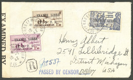 Lettre France-Libre. Cad "St Pierre Et Miquelon". Nos 265 + 267 + 284 Sur Enveloppe Recommandée Pour Les USA, 1942. - TB - Sonstige & Ohne Zuordnung