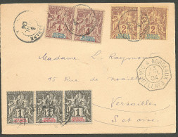 Lettre Cad "Carabane/Sénégal". Nos 8 Bande De Trois + 9 Paire + 10 Paire Sur Enveloppe Pour Versailles, 1904. - TB - Autres & Non Classés