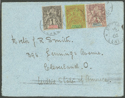 Lettre Cad "Dakar/Sénégal". No 8 + 10 + 14 Sur Enveloppe Pour Les Etats-Unis, 1902. - TB - Other & Unclassified