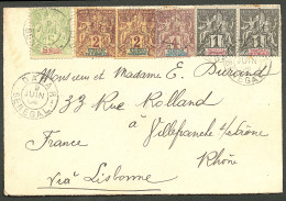 Lettre Cad "Dakar/Sénégal". No 8 (2) + 9 (2) + 10 + 21 Sur Lettre Pour Villefranche, 1904. - TB - Andere & Zonder Classificatie