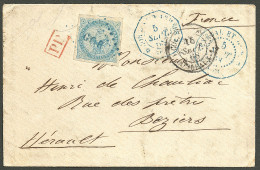 Lettre Losange Bleu "GOR". CG No 4 Cad Octog. Bleu "Corr D.armées/Gorée" Sur Enveloppe Pour Béziers, 1868. - TB - Other & Unclassified