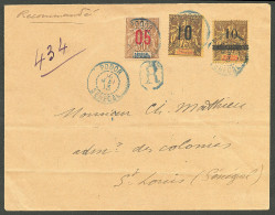 Lettre Cad Bleu "Podor/Sénégal". Nos 28 + 49 + 52 Sur Enveloppe Recommandée Pour St Louis, 1903. - TB - Andere & Zonder Classificatie