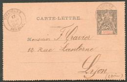 Lettre Cad "Tivaouane/Sénégal" Sur Entier 25c Noir Pour Lyon, 1894. - TB - Sonstige & Ohne Zuordnung