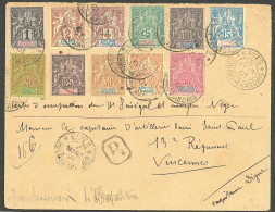 Lettre Cad "Kayes/Soudan Français". Nos 3 à 13 Sur Enveloppe Recommandée Pour Vincennes, 1901. - TB - Autres & Non Classés