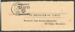 Lettre Cad "Papeete/Taiti". No 4A, Bande Journal De Juin 1884. - TB - Autres & Non Classés