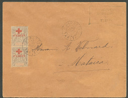 Lettre Cad "Papeete/Tahiti". No 35 Paire Verticale Sur Enveloppe Pour Mataica, 1916.  TB - Autres & Non Classés