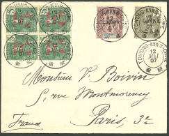 Lettre Cad "Tch'ong-K'ing/Chine". Nos 34 + 49 + 51 Bloc De Quatre Sur Enveloppe Pour Paris, 1907. - TB - Altri & Non Classificati