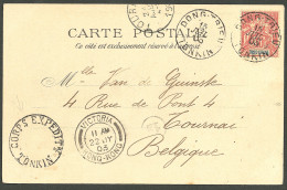 Lettre Cad "Dong-Trieu/Tonkin". Indochine 18 Sur CP Pour Tournai, à Côté Cad "Corps Expeditre/Tonkin" Et Cad "Victoria/H - Andere & Zonder Classificatie