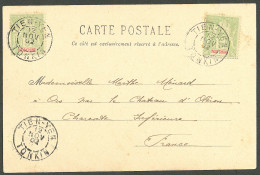 Lettre Cad "Tien-Yen/Tonkin". Indochine No 17(2) Sur CP Pour Oléron, 1902. - TB - Autres & Non Classés