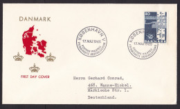 Denmark: FDC First Day Cover To Germany, 1965, 1 Stamp, ITU, Telecommunication, Telex (minor Discolouring At Back) - Cartas & Documentos