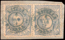 Navarra - Edi O 107 Pareja - 50 Milm.- Fragmento Mat Fech. Tp. II Azul "Estella" - Used Stamps