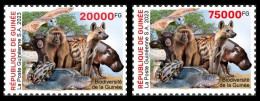 GUINEA 2023 SET 2V - FROGS FROG BAOBAB HIPPOPOTAMUS TURTLES TURTLE MUSHROOMS MONKEYS SHELLS OWLS OWL HYENA - MNH - Kikkers