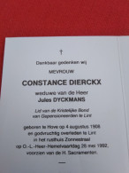 Doodsprentje Constance Dierckx / Hove 4/8/1908 Lint 28/5/1992 ( Jules Dyckmans ) - Religion & Esotérisme