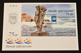 Åland FDC 1997 75 Years Of Ålands Autonomy, MiNo Block 3 - Hologram, Statue - Aland