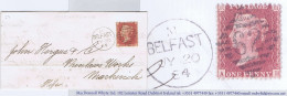 Ireland Belfast Linen 1864 Letter To Markinch With 1d Red Plate 27 AH Tied Clear BELFAST 62 Duplex Code M For JY 20 - Other & Unclassified