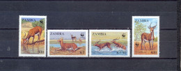 ZAMBIA - MNH - WWF - ANTELOPES -  MI.NO.438/41 - CV = 9,5 € - Zambie (1965-...)