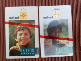 Unicef  2Phonecards Hongaria New With Blister  Rare - Hongarije