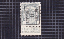 Rijkswapen 1c:nr 81(*) Zonder Gom, Voorafstempeling:Brussel 11 Bruxelles. - Typos 1906-12 (Wappen)