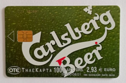 TELECARTE PHONECARD GRÈCE - OTE - CARLSBERG - 2,93 € - 2001 - EC - Grecia