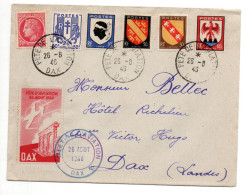 1946 - ENVELOPPE Avec VIGNETTE FETE D'AVIATION 26 AOUT 1946 & CACHET MEETING D'AVIATION DAX (LANDES) - 1927-1959 Storia Postale