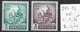 ISLANDE 292-93 ** Côte 1.25 € - Nuovi