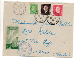 1946 - ENVELOPPE Avec VIGNETTE FETE D'AVIATION 26 AOUT 1946 & CACHET MEETING D'AVIATION DAX (LANDES) - 1927-1959 Cartas & Documentos