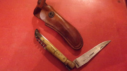 ANCIEN LAGUIOLE THIERS  F GUICHARD ST JOANIS POINCON LAME COUTEAU ETUI TRES BEL ETAT - Knives/Swords