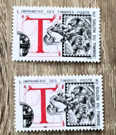 Imprimerie Timbres Poste Au Salon Du Timbre-2 Timbres Vignette**Expo-Philatélique-Erinnophilie-[E]Stamp-Sticker-Viñeta - Briefmarkenmessen