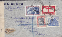 Argentina Registered Certificada Label BUENOS AIRES 1944 Cover Letra FARNHAM England OPENED BY EXAMINER P.C.90. Censor - Lettres & Documents