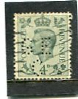 GREAT BRITAIN - 1937  4d   KING GEORGE VI  PERFIN   GE C  FINE USED - Perforés