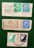 Fragments (3) With Commemorative Postmarks For The 1936 Berlin & Garmisch Summer & Winter Olympic Games On German Stamps - Hiver 1936: Garmisch-Partenkirchen