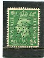 GREAT BRITAIN - 1941  1/2d   LIGHT COLOURS  PERFIN   WW  FINE USED - Gezähnt (perforiert)