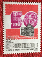 Exposition Philatélique Congres Auditorium Monaco 50é Office 2 Timbres Poste Vignette**Erinnophilie-[E]Stamp-Sticker - Philatelic Fairs