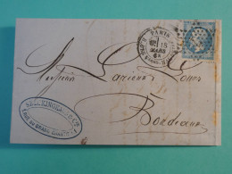 DI 3 FRANCE BELLE LETTRE 1868  ETOILE DE PARIS N° 7  A BORDEAUX  +N°22 + +AFF. INTERESSANT+++++ - 1849-1876: Klassieke Periode